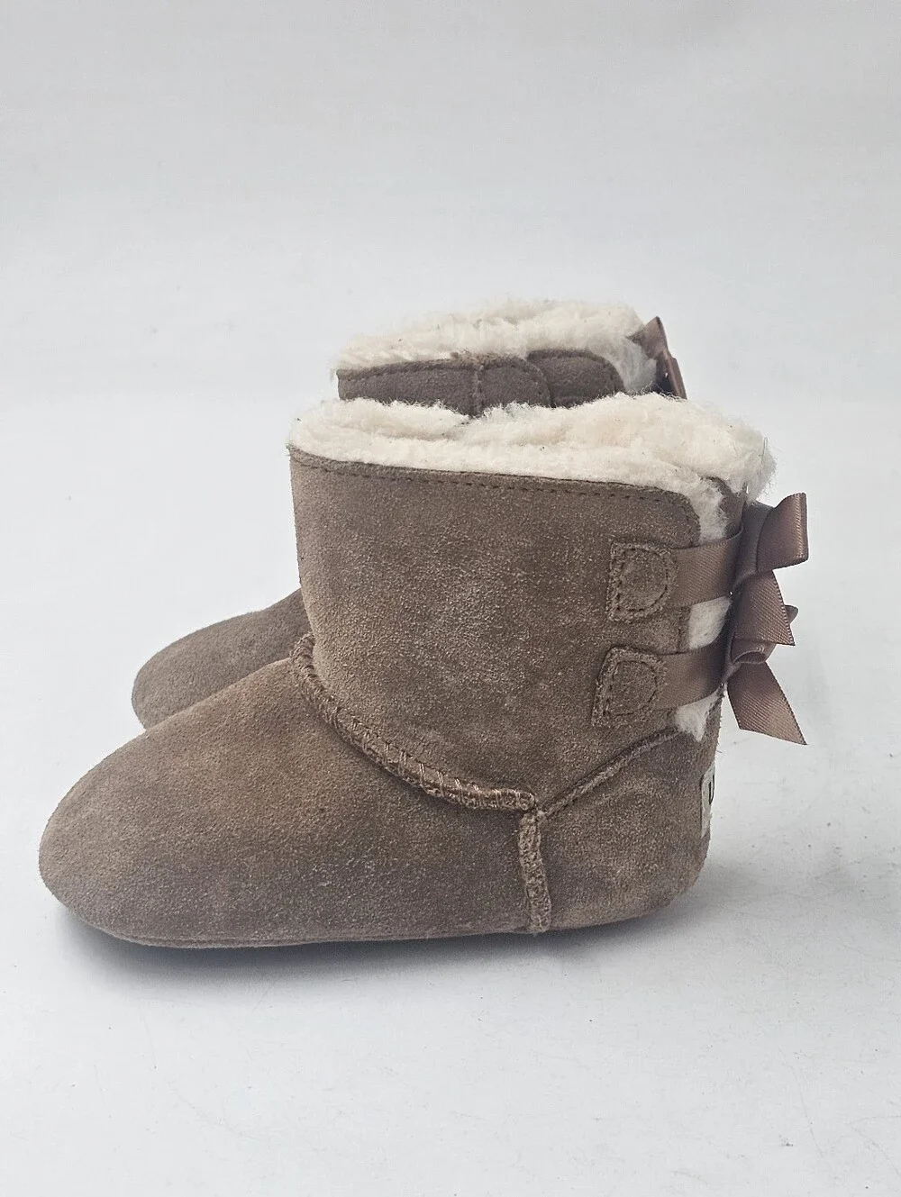 UGG Infant Toddler Classic Suede Shearling Boots Chestnut Brown USA 2/03